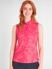 Calvin Klein Golf Pink Canvas Print Polo Shirt - Image 1 of 8