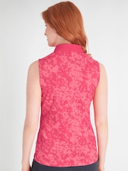 Calvin Klein Golf Pink Canvas Print Polo Shirt - Image 2 of 8