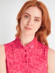 Calvin Klein Golf Pink Canvas Print Polo Shirt - Image 4 of 8