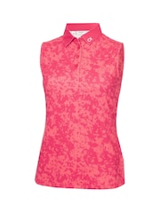 Calvin Klein Golf Pink Canvas Print Polo Shirt - Image 5 of 8