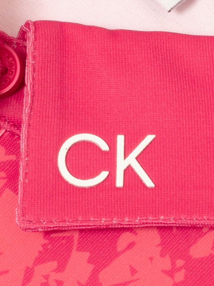 Calvin Klein Golf Pink Canvas Print Polo Shirt - Image 8 of 8