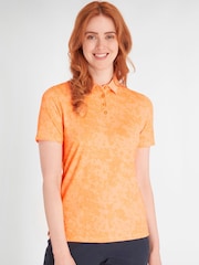 Calvin Klein Golf Orange Canvas Print Polo Shirt - Image 1 of 9