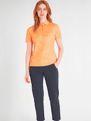 Calvin Klein Golf Orange Canvas Print Polo Shirt - Image 3 of 9