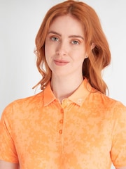 Calvin Klein Golf Orange Canvas Print Polo Shirt - Image 4 of 9