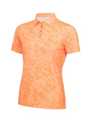 Calvin Klein Golf Orange Canvas Print Polo Shirt - Image 5 of 9
