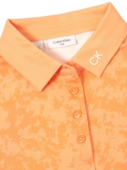 Calvin Klein Golf Orange Canvas Print Polo Shirt - Image 7 of 9