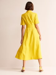 Boden Yellow Louise 100% Linen Midi Shirt Dress - Image 3 of 5