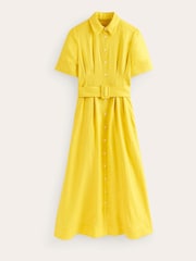 Boden Yellow Louise 100% Linen Midi Shirt Dress - Image 5 of 5