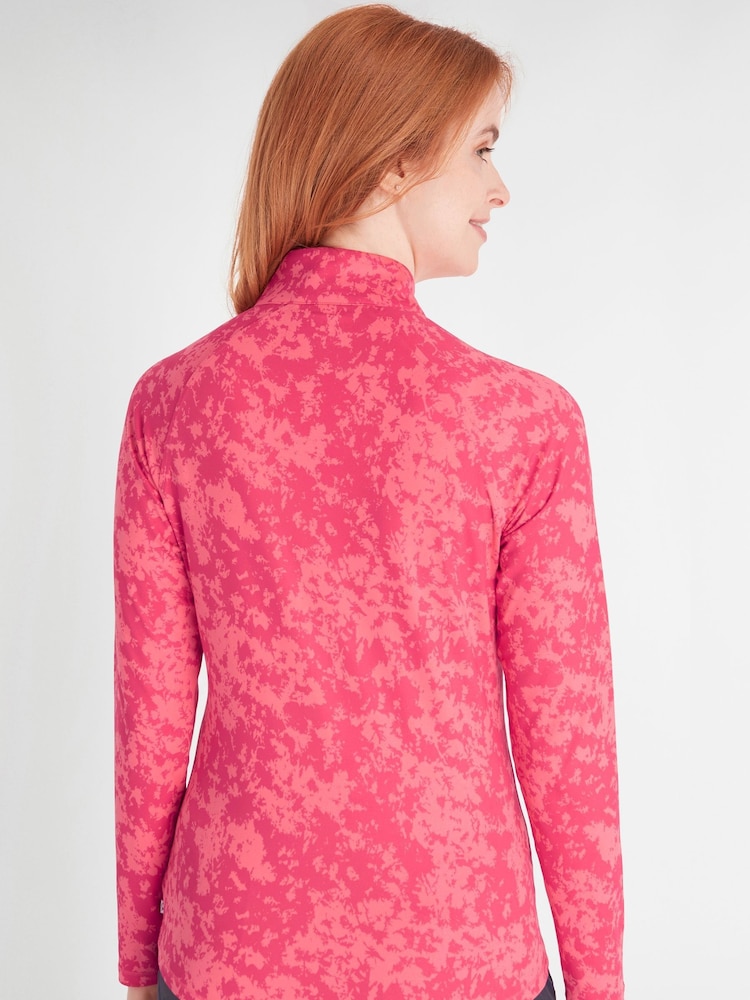 Calvin Klein Golf Pink Canvas Print Zip Top - Image 2 of 9