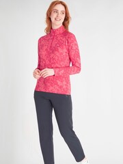 Calvin Klein Golf Pink Canvas Print Zip Top - Image 3 of 9