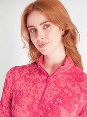 Calvin Klein Golf Pink Canvas Print Zip Top - Image 4 of 9