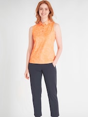 Calvin Klein Golf Orange Canvas Print Polo Shirt - Image 1 of 8