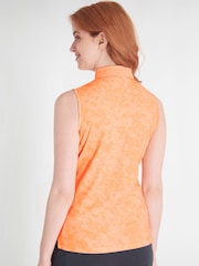 Calvin Klein Golf Orange Canvas Print Polo Shirt - Image 2 of 8