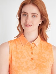 Calvin Klein Golf Orange Canvas Print Polo Shirt - Image 3 of 8