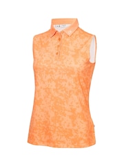 Calvin Klein Golf Orange Canvas Print Polo Shirt - Image 4 of 8