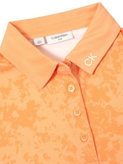 Calvin Klein Golf Orange Canvas Print Polo Shirt - Image 6 of 8
