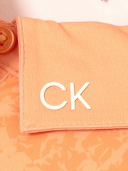Calvin Klein Golf Orange Canvas Print Polo Shirt - Image 7 of 8