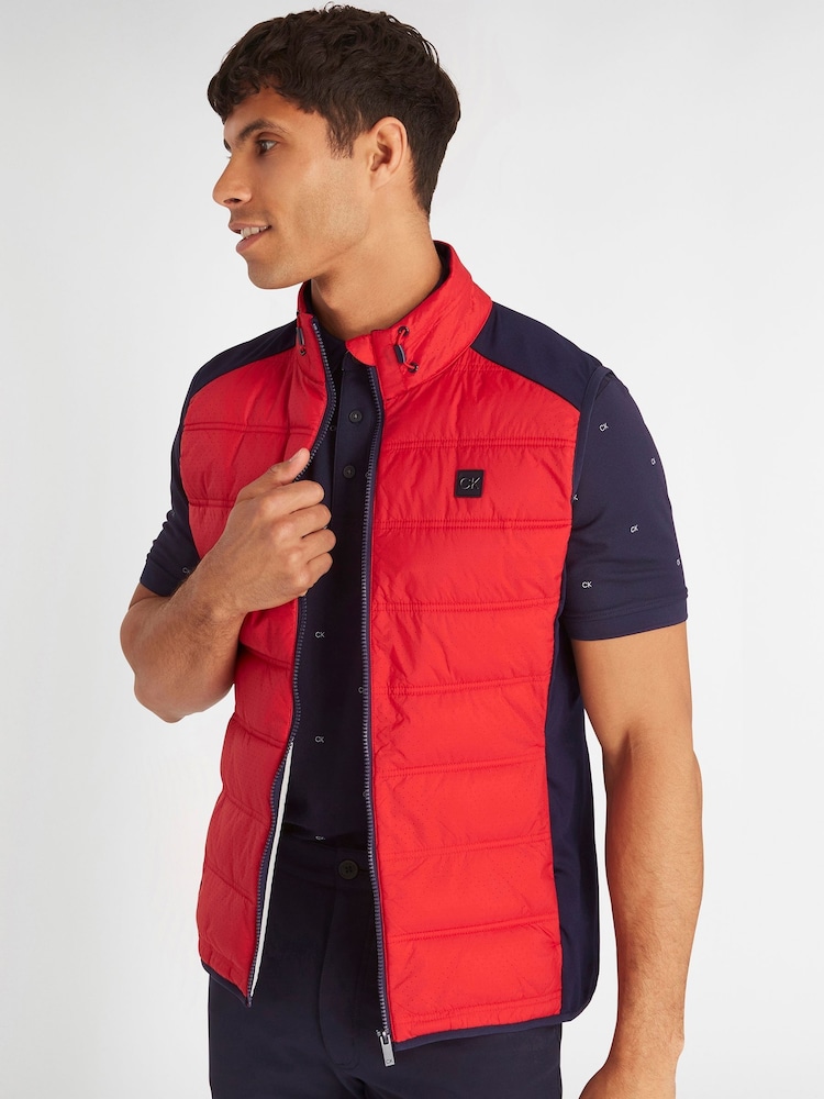 Calvin Klein Golf Red Rangewood Full Zip Hybrid Gilet - Image 1 of 8