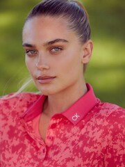 Calvin Klein Golf Pink Canvas Print Polo Shirt - Image 2 of 12