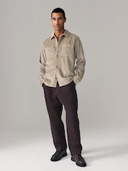 Grey Corduroy Twin Pocket 100% Cotton Shacket Overshirt - Image 3 of 8