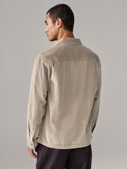 Grey Corduroy Twin Pocket 100% Cotton Shacket Overshirt - Image 4 of 8