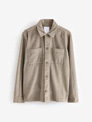 Grey Corduroy Twin Pocket 100% Cotton Shacket Overshirt - Image 6 of 8