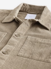 Grey Corduroy Twin Pocket 100% Cotton Shacket Overshirt - Image 8 of 8