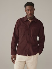 Burgundy Red Corduroy Twin Pocket 100% Cotton Shacket Overshirt - Image 1 of 7