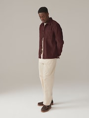 Burgundy Red Corduroy Twin Pocket 100% Cotton Shacket Overshirt - Image 2 of 7
