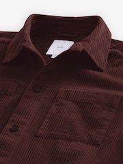 Burgundy Red Corduroy Twin Pocket 100% Cotton Shacket Overshirt - Image 6 of 7