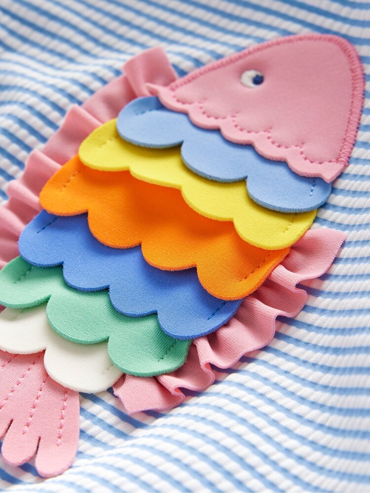 Boden Blue Logo Flutter Sleeve Swimsuit - Image 3 of 3