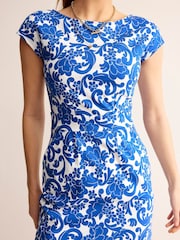 Blau mit floralem Muster - Boden Florrie Jersey Kleid aus 100 % Baumwolle - Bild 4 von 5