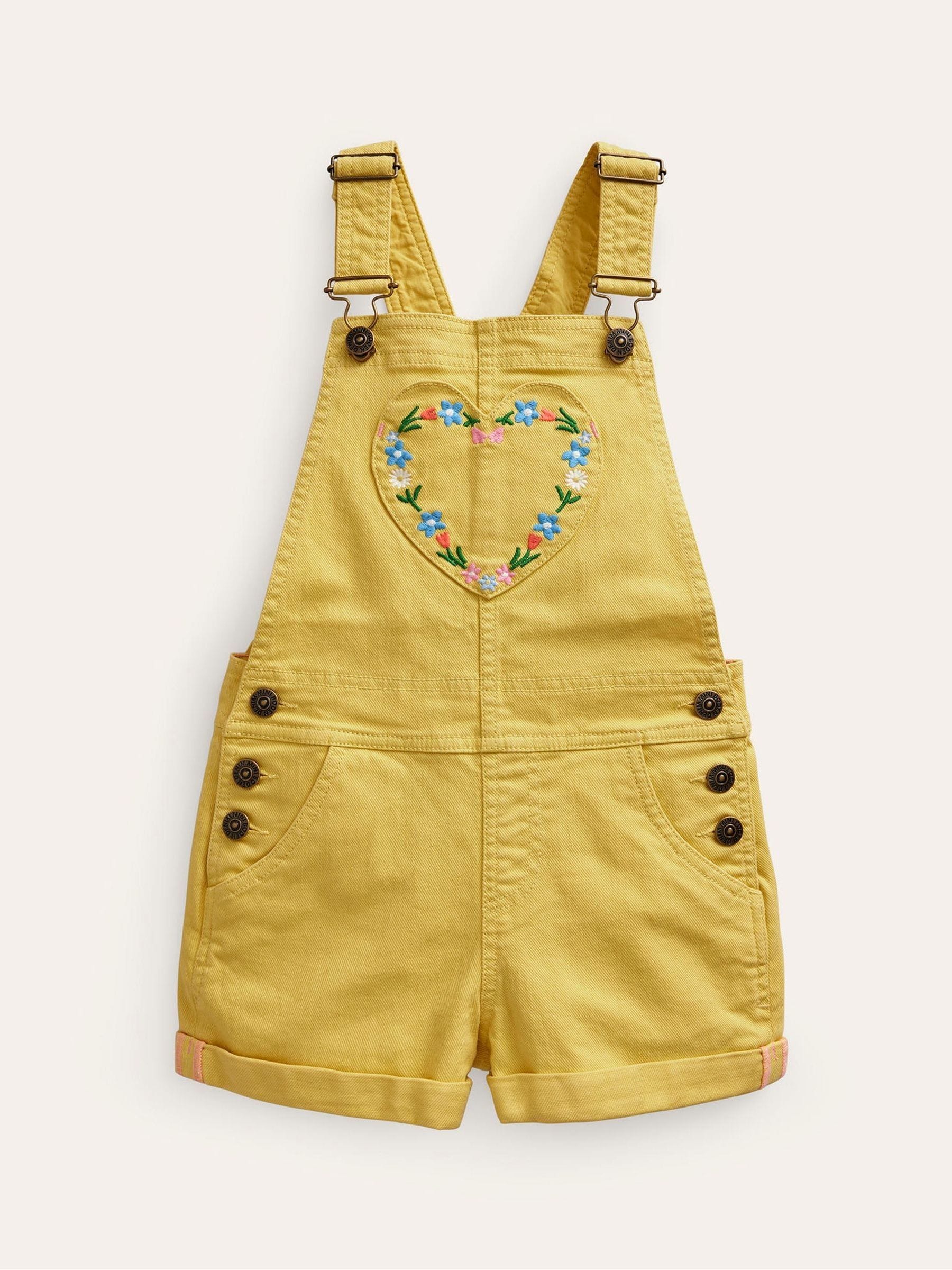 Buy Boden Yellow Heart Pocket Short Dungarees from Next Luxembourg