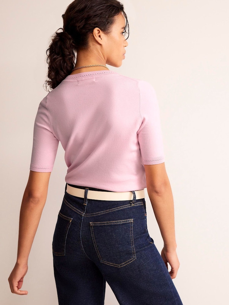 Boden Pink Catriona 100% Cotton Crew T-Shirt - Image 2 of 6 Boden Pink Catriona 100% Cotton Crew T-Shirt - Image 2 of 6
