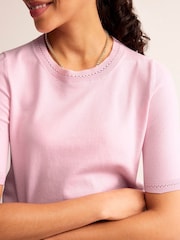 Boden Pink Catriona 100% Cotton Crew T-Shirt - Image 4 of 6