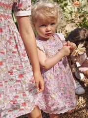 Boden Pink Smocked Lace Trim Dress - Image 1 of 4