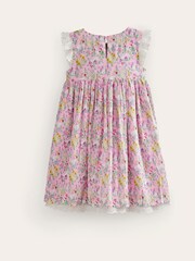 Boden Pink Smocked Lace Trim Dress - Image 2 of 4