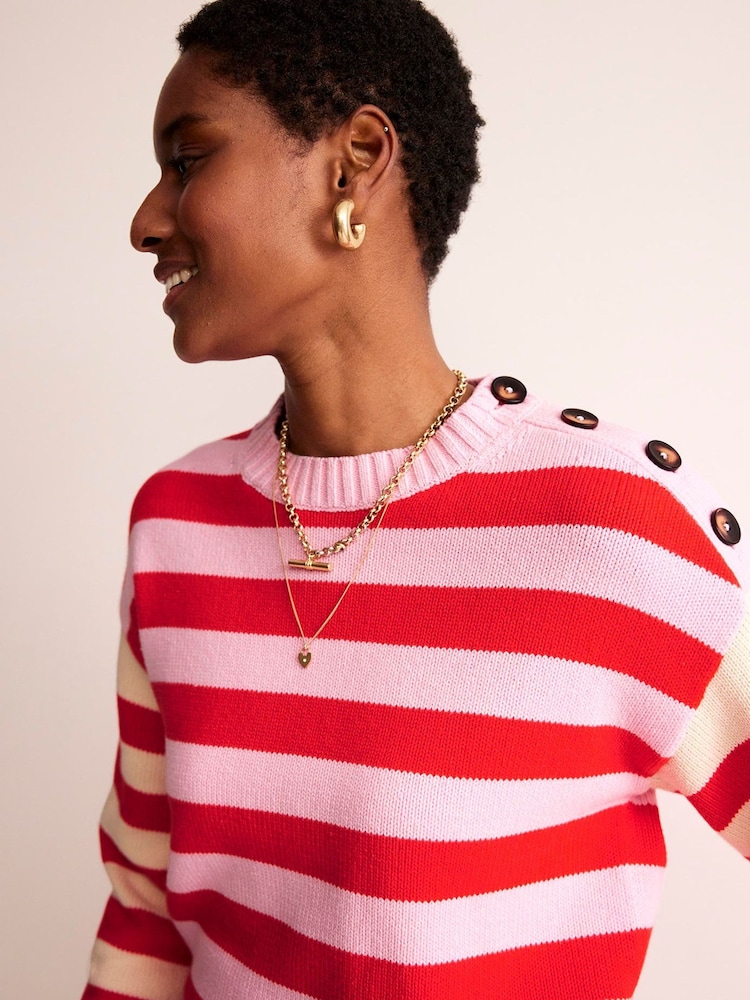 Boden Pink Hotch Potch Cotton Jumper - Image 4 of 6