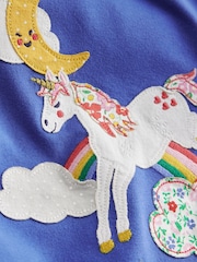 Boden Blue 100% Cotton Puff Sleeve Appliqué T-Shirt - Image 4 of 4