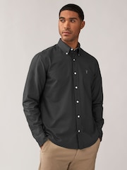 Charcoal Grey Regular Fit Long Sleeve Oxford Shirt - Image 1 of 9