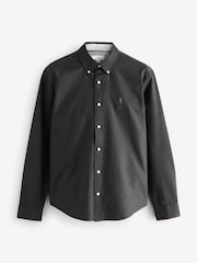 Charcoal Grey Regular Fit Long Sleeve Oxford Shirt - Image 7 of 9