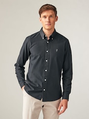 Charcoal Grey Slim Fit Long Sleeve Oxford Shirt - Image 3 of 8