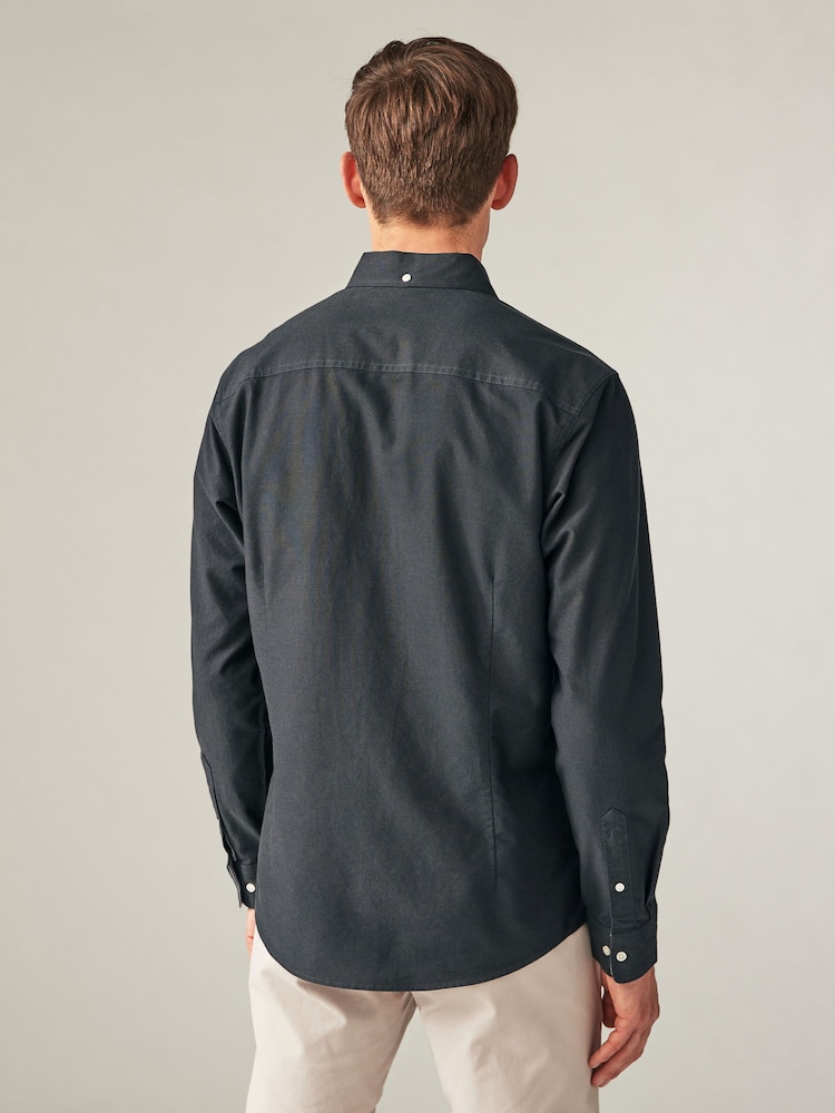 Gris de charbon de bois - Slim Fit (Slim Fit) - Chemise Oxford à manches longues - Image 4 of 8