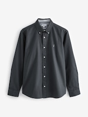 Charcoal Grey Slim Fit Long Sleeve Oxford Shirt - Image 6 of 8