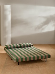 MADE.COM Loden Green Wide Stripe Large Haru 2 Seater Sofa Bed - Image 3 of 6
