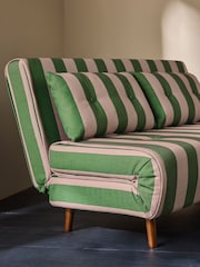 MADE.COM Loden Green Wide Stripe Large Haru 2 Seater Sofa Bed - Image 4 of 6