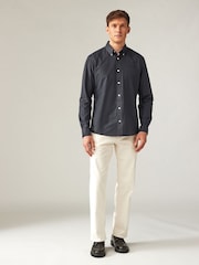 Charcoal Grey Slim Fit Long Sleeve Oxford Shirt - Image 2 of 8