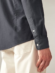 Charcoal Grey Slim Fit Long Sleeve Oxford Shirt - Image 5 of 8