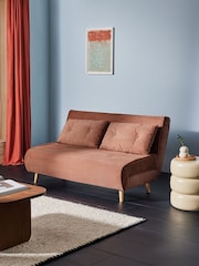 MADE.COM Nutmeg Orange Corduroy Haru 2 Seater Sofa Bed - Image 1 of 7