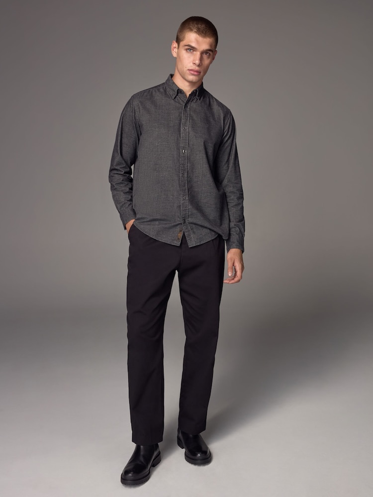 Charcoal Grey Corduroy Long Sleeve 100% Cotton Shirt - Image 2 of 8